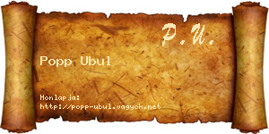 Popp Ubul névjegykártya